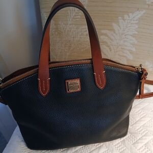 Dooney & Bourke Black and Brown Leather Satchel